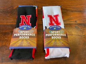 Nebraska Sport Performance Sock, Black or White