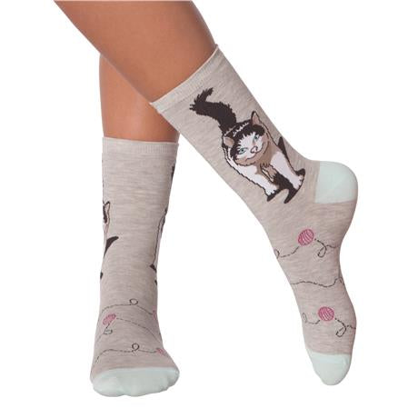 Women’s Cat with Yarn Socks - Jilly's Socks 'n Such