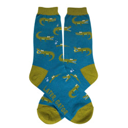 Women’s Blue Green Alligator Socks