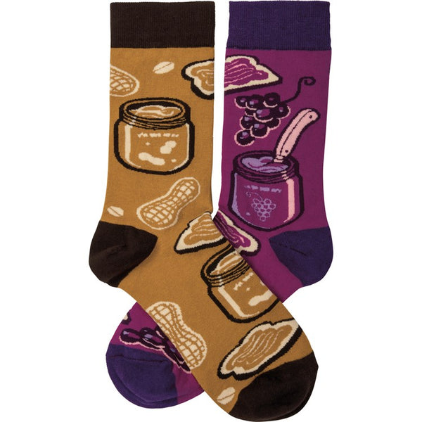 Peanut Butter and Jelly Socks - One Size - Jilly's Socks 'n Such