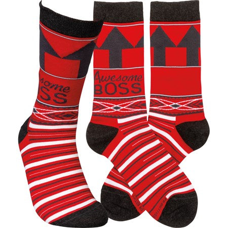 “Awesome Boss” Socks -  One Size - Jilly's Socks 'n Such