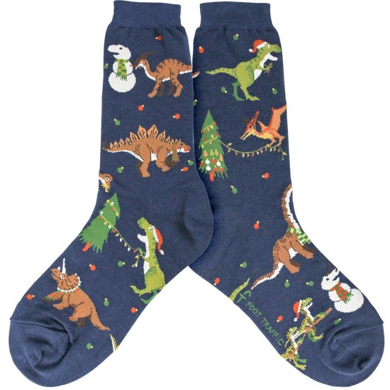 Women's Snowman Dinosaur Socks - Jilly's Socks 'n Such
