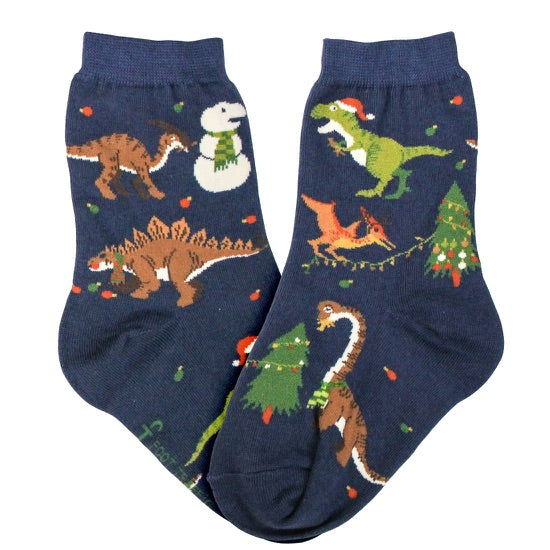 Kid's Christmas Dinosaur Socks -Various Sizes - Jilly's Socks 'n Such