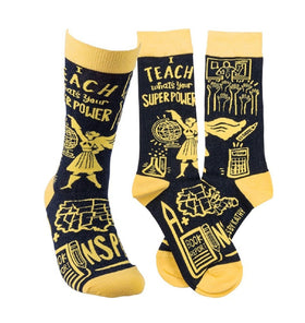 “I Teach, Whats your Super Power?” Socks - One Size