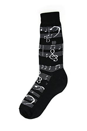 Mens Black/White Music Note Socks