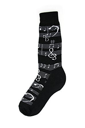 Mens Black/White Music Note Socks - Jilly's Socks 'n Such