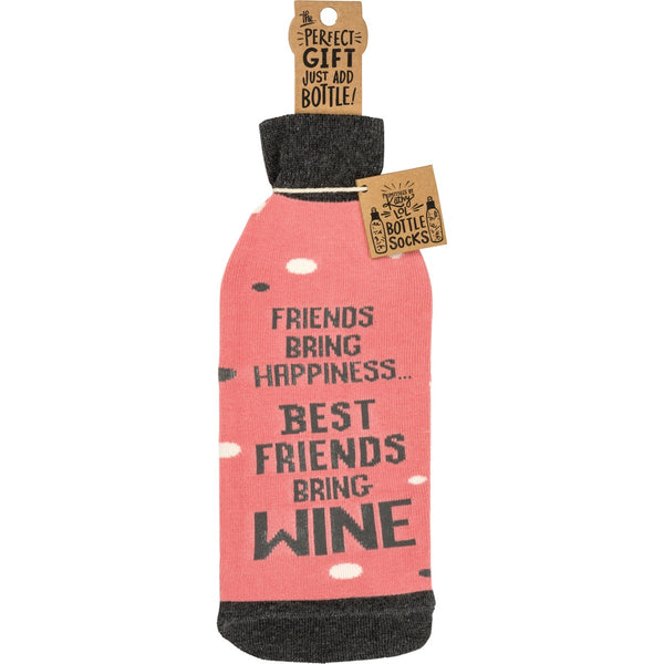 “Best Friends Bring Wine” Bottle Sock - Jilly's Socks 'n Such