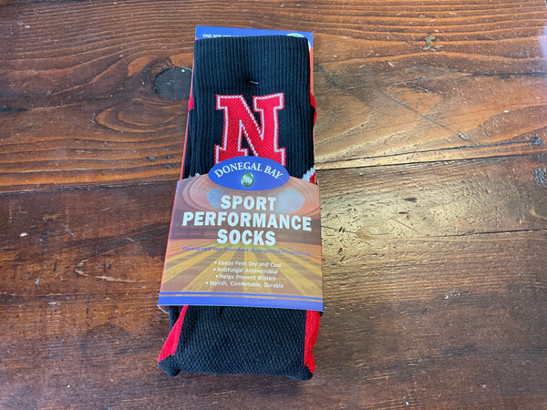 Nebraska Sport Performance Sock, Black or White - Jilly's Socks 'n Such