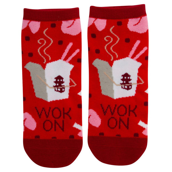 Women’s Ankle “Wok On” Chinese Takeout Socks - Jilly's Socks 'n Such