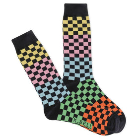 Mens Multi-Colored Checkers Socks