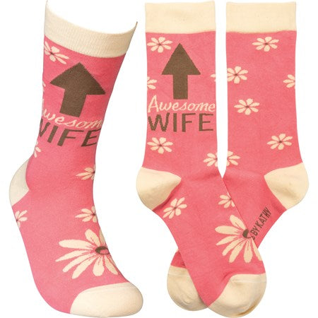 “Awesome Wife” Socks - One Size - Jilly's Socks 'n Such