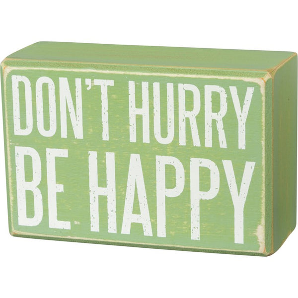 “Don’t Hurry Be Happy” - Box Sign and Sock Set - Jilly's Socks 'n Such