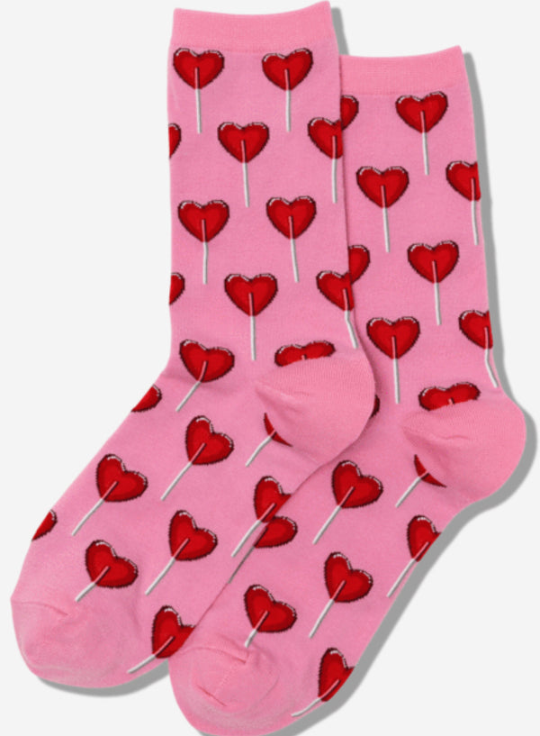 Women’s Heart Lollipop Pink Socks - Jilly's Socks 'n Such