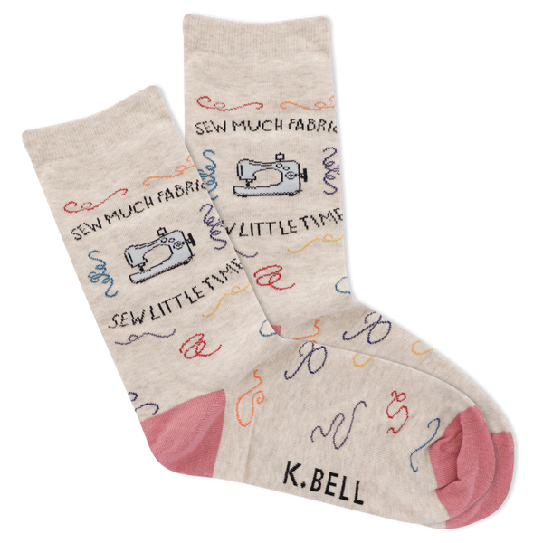 Women’s “Sew Much, Sew Little Time” Fabric Socks - Jilly's Socks 'n Such