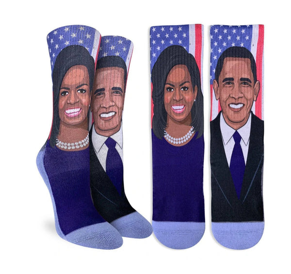Women’s Michelle and Barack Obama Socks - Jilly's Socks 'n Such