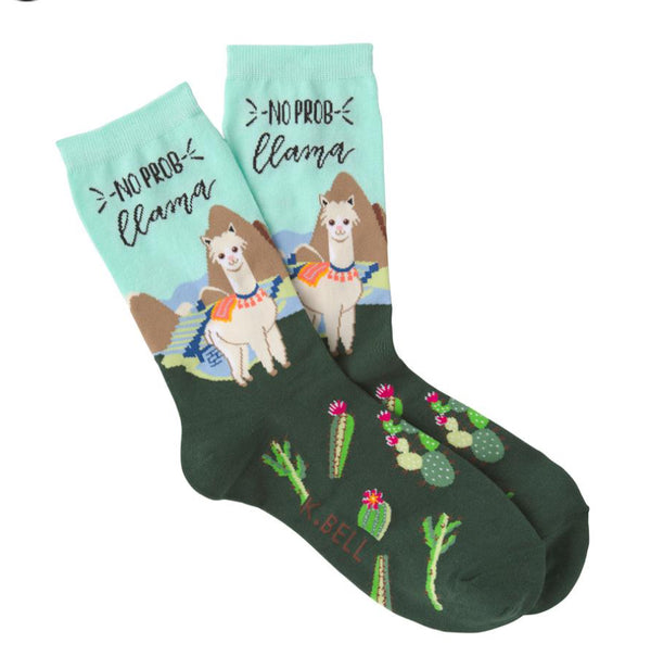 Women’s “No Prob Llama” Cactus Socks - Jilly's Socks 'n Such