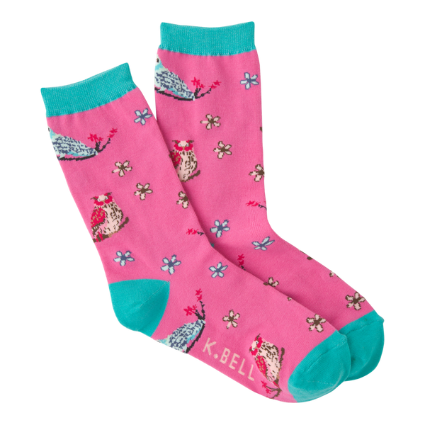 Women’s Pink Owl Socks - Jilly's Socks 'n Such