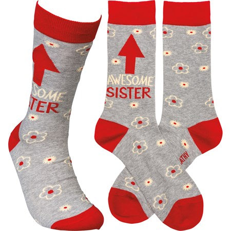 “Awesome Sister” Socks - One Size - Jilly's Socks 'n Such