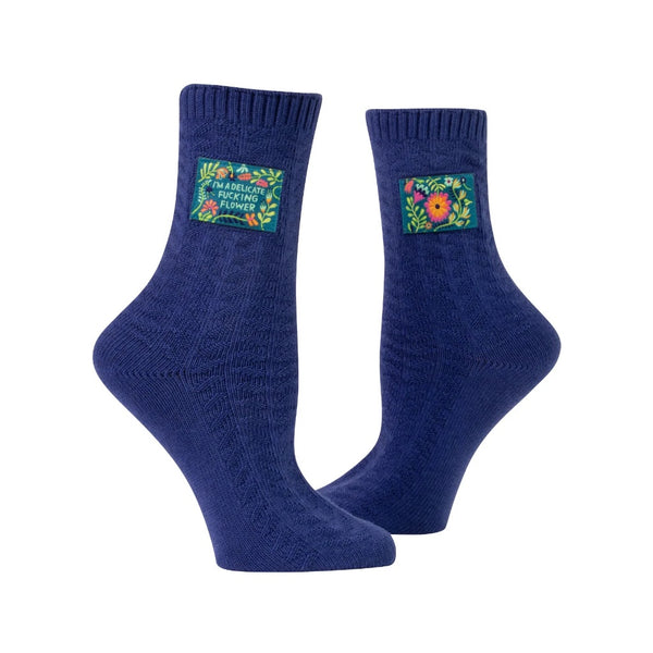 Women’s “Delicate Fucking Flower” Tag Socks - Jilly's Socks 'n Such