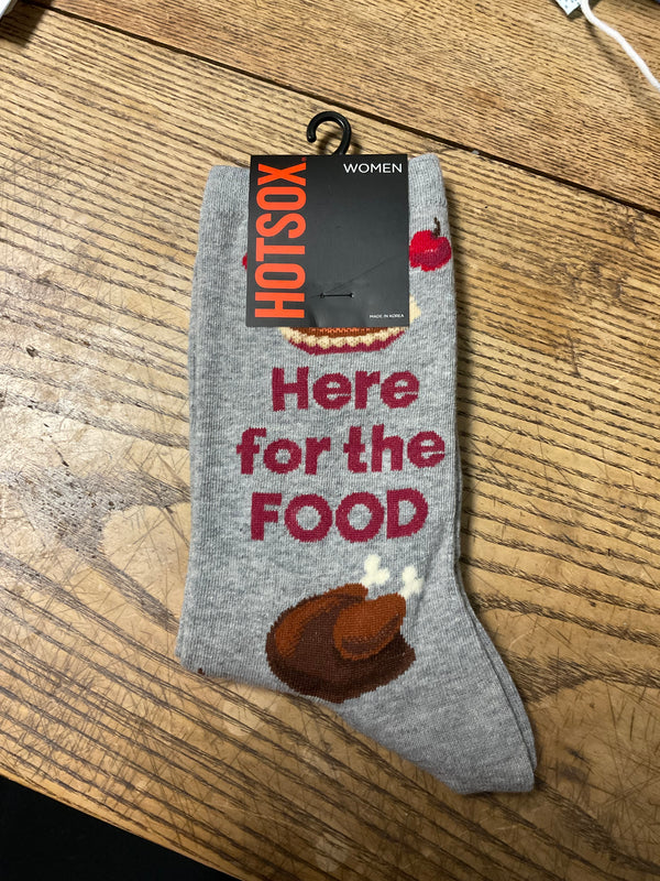 Women’s Hot Sox “Here for the FOOD” Socks - Jilly's Socks 'n Such