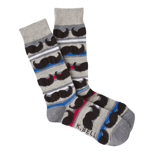 Mens Striped Mustache Socks - Jilly's Socks 'n Such