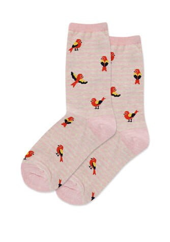 Women’s Bird Pink Stripe Socks SALE - Jilly's Socks 'n Such