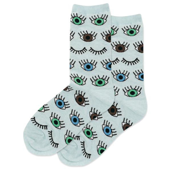 Women’s Eyes/ Eyelashes Green Socks - Jilly's Socks 'n Such