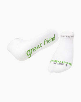 Notes to Self Socks “I am a Great Friend”- White - Multiple Sizes