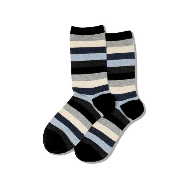 Women’s Black/Blue Striped Socks - Jilly's Socks 'n Such