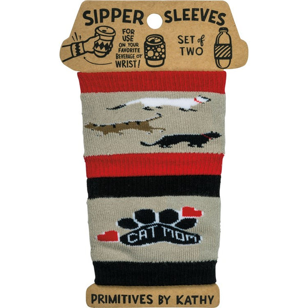Sipper Sleeve “Cat Mom” - Set Of Two - Jilly's Socks 'n Such