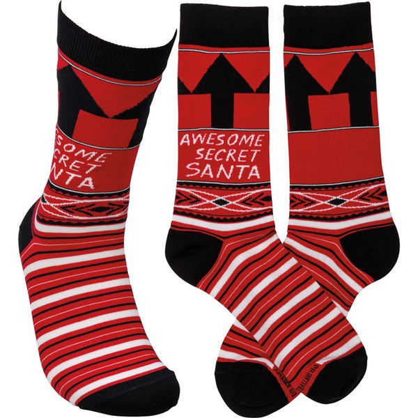 “Awesome Secret Santa” Socks - One Size - Jilly's Socks 'n Such