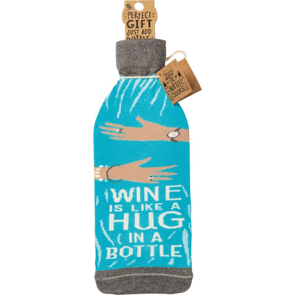 Wine Bottle Sleeve - Wine is Like a Hug in a Bottle - Jilly's Socks 'n Such