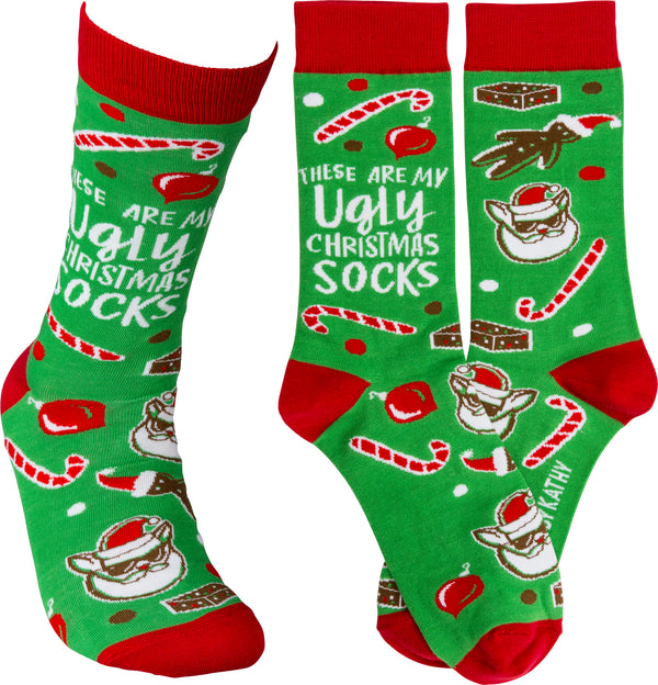 “These Are My Ugly Christmas Socks” Sock - Jilly's Socks 'n Such