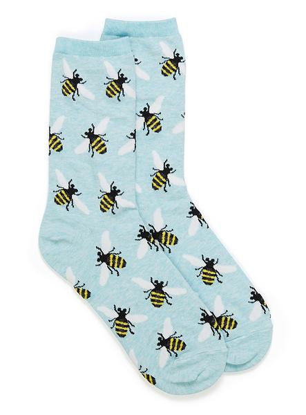Women’s Bee on Blue Socks - Jilly's Socks 'n Such