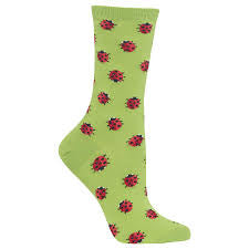 HotSox Women’s Ladybug green Socks - Jilly's Socks 'n Such