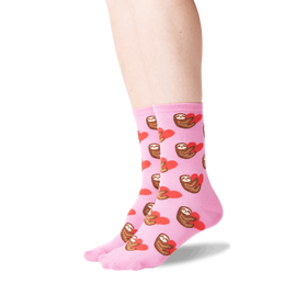 Women’s Sloth With Heart Pink Socks