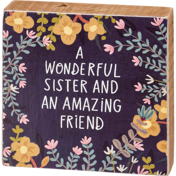 “Wonderful Sister” Block Sign - Jilly's Socks 'n Such
