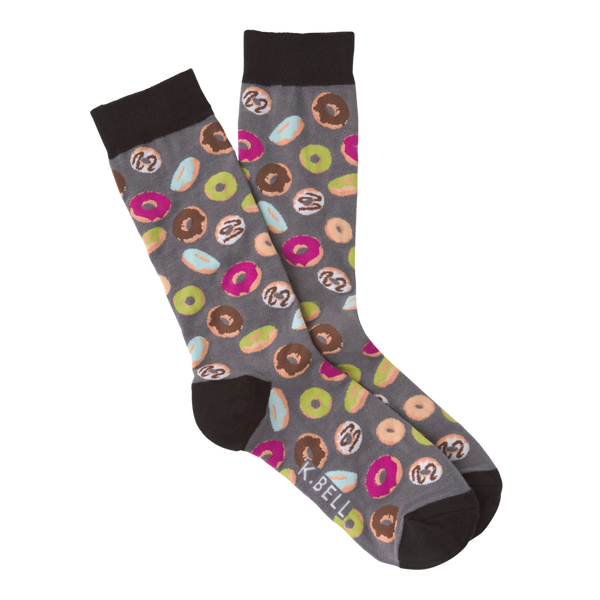 Men's Colorful Grey Donut Socks - Jilly's Socks 'n Such