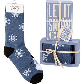 “Let It Snow…Next Year” Box Sign & Sock Set