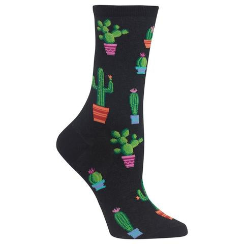 Women’s Cactus Black Socks - Jilly's Socks 'n Such