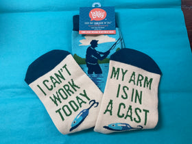 Men’s “I can’t work today my arm is in a cast” fishing socks