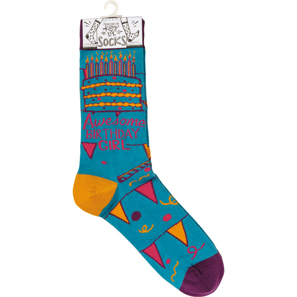 Awesome Birthday Girl Socks - One Size - Jilly's Socks 'n Such