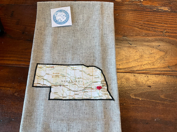 Nebraska Map Kitchen Towel - Jilly's Socks 'n Such