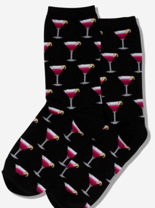 Women’s Cosmo Cocktail Black Socks - Jilly's Socks 'n Such