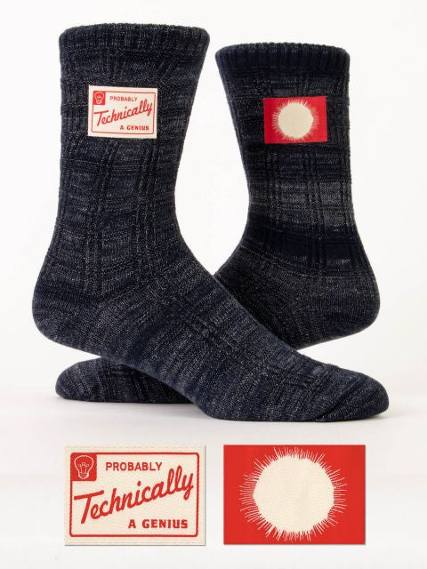 Women’s “Probably a Genius” Tag Socks - Jilly's Socks 'n Such