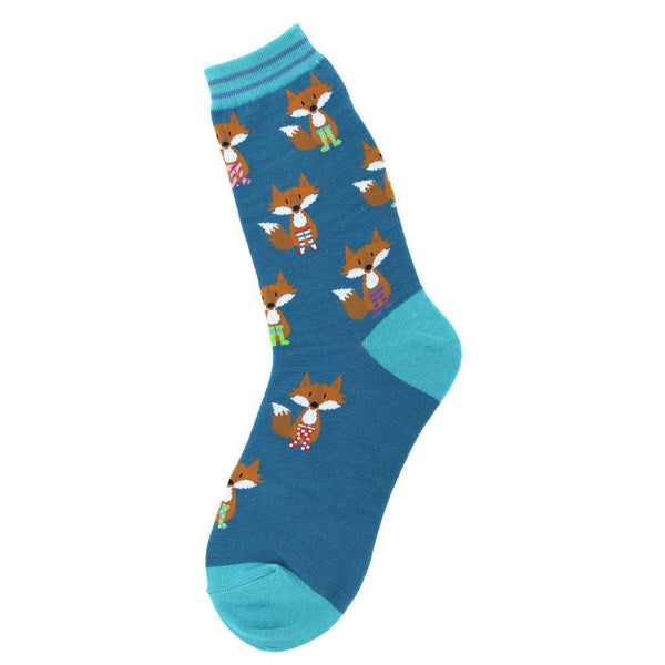 Women’s Blue Fox Socks - Jilly's Socks 'n Such