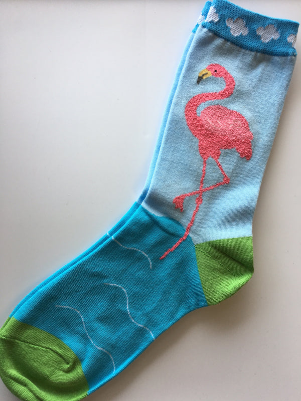 Women’s Blue flamingo Socks - Jilly's Socks 'n Such