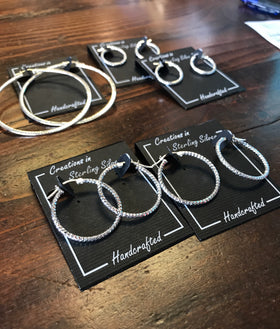 Sterling Silver - Diamond Cut Hoops - Various Sizes