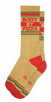 BODY BY PIZZA gym crew socks