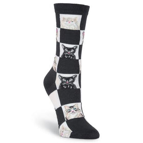 Women’s Checkerboard Cat Socks